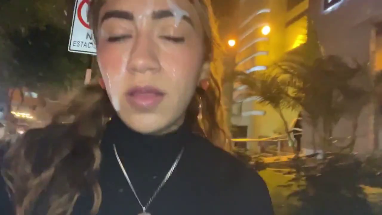 Latina teen facialized and cumwalk